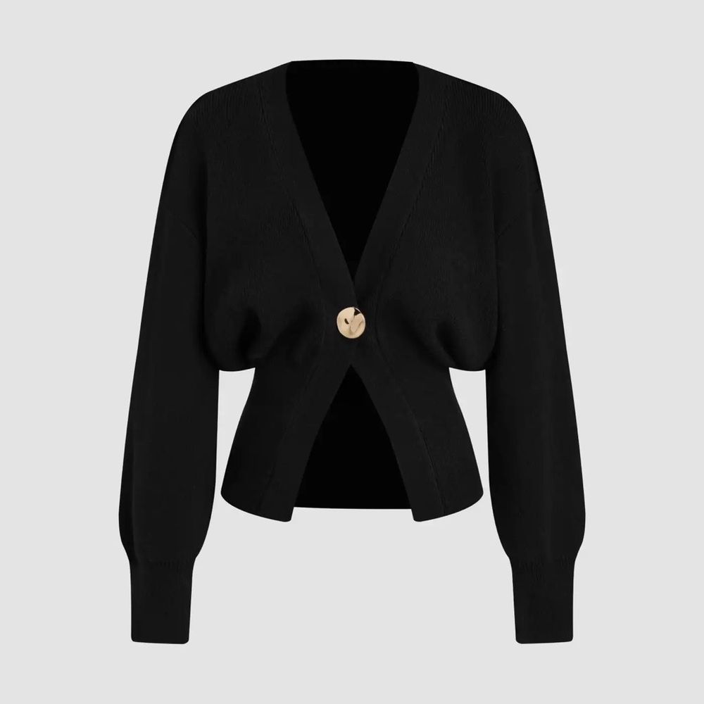 NWT - Black Women's Cardigan Sweater with Gold Button Detail